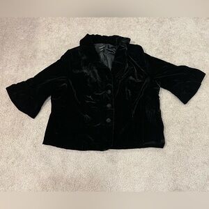 Lane Bryant Black Velvet 3/4 Sleeve Blazer